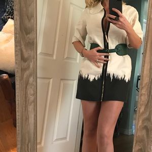 Kenzie zip front dress linen Anthropologie Urban